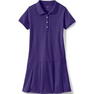 Lands End Girls Short Sleeve Polo Mesh Dress at Knee Size 14 - Purple